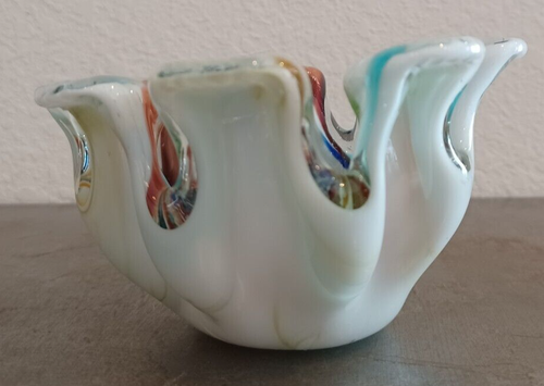 Rare And Unique Art Glass Bowl Tealight 5" Vintage - Picture 7 of 12