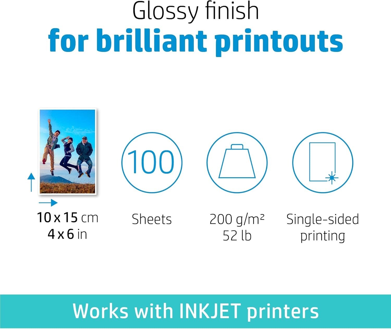 HP Everyday Glossy Photo Paper | 100 Sheets | 4 x 6 in | CR759A