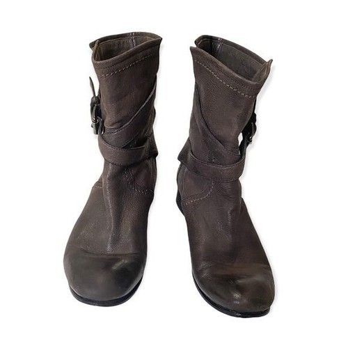 PRADA Brown Distressed Leather Ankle Boots with Buckes Size 38.5EU - Picture 5 of 12