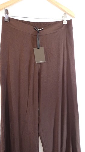 Summer Edit Trousers Hammered Silk Wide Leg Becca Chocolate Brown Size 2 L BNWT - Picture 6 of 12