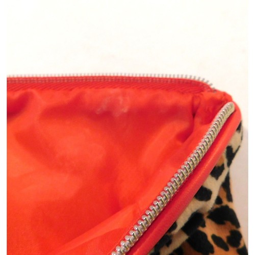 Estee Lauder Animal Print Cosmetic Makeup Bag Floral Zipper Faux Fur Lined - Picture 7 of 7