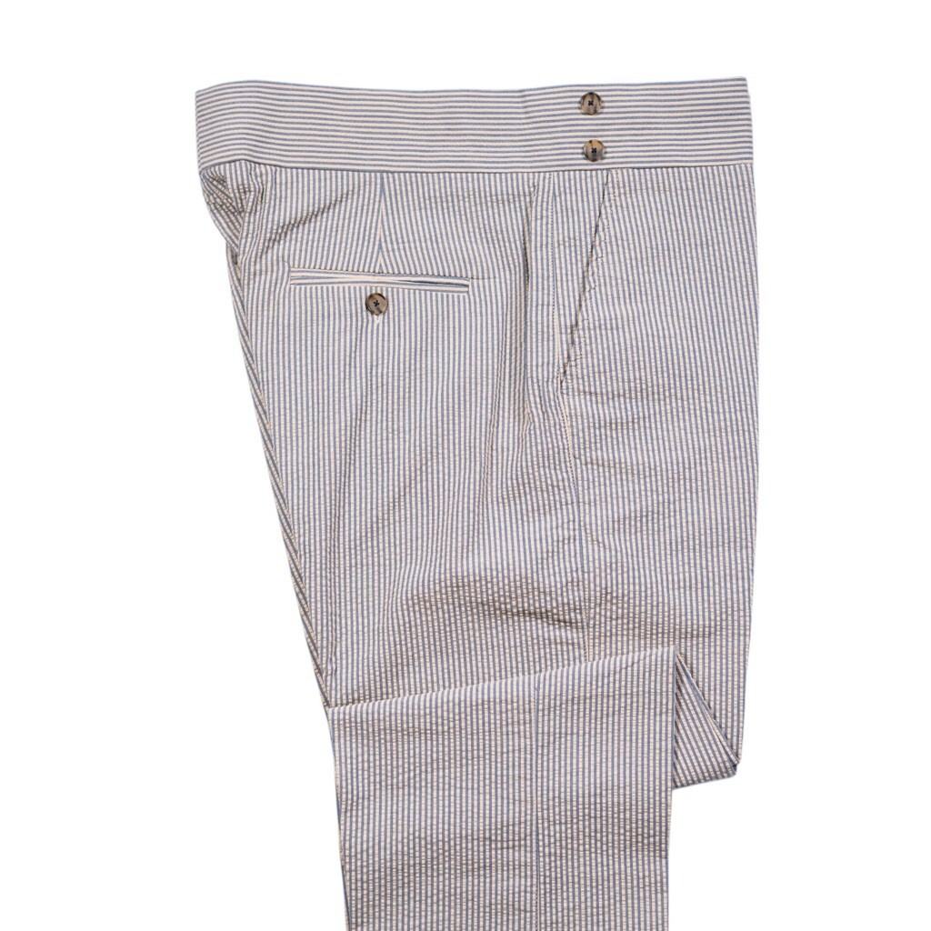 【mip】manonfrips my Gurkha beige Mens Gurkha Pants Beige Blue Striped Seersucker Slim