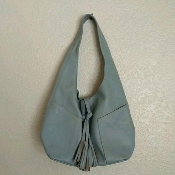 Laggo Havana Hobo Large Shoulder Bag Soft Pebbled Leather in baby blue