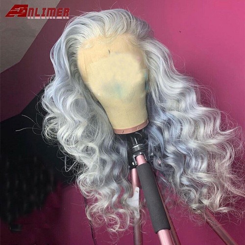 Loose Wave Gray Lace Front Human Hair Wigs Remy Hair Free Part Bleached Knots - Bild 5 von 6
