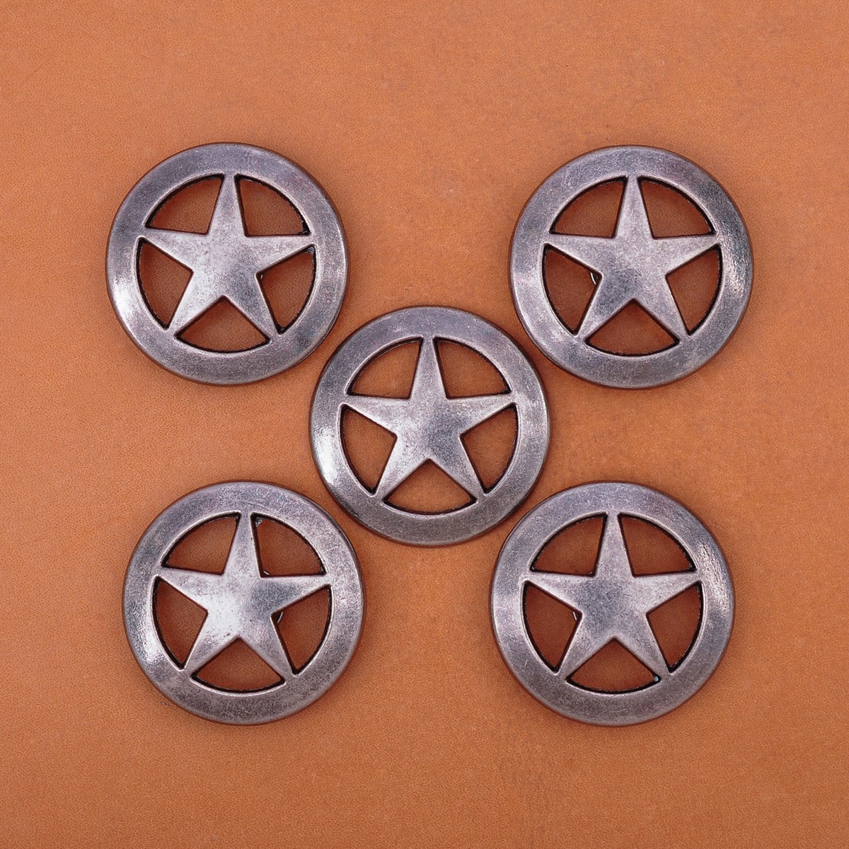 10PCS 31 MM ANTIQUE SILVER WESTERN RODEO STAR CONCHOS