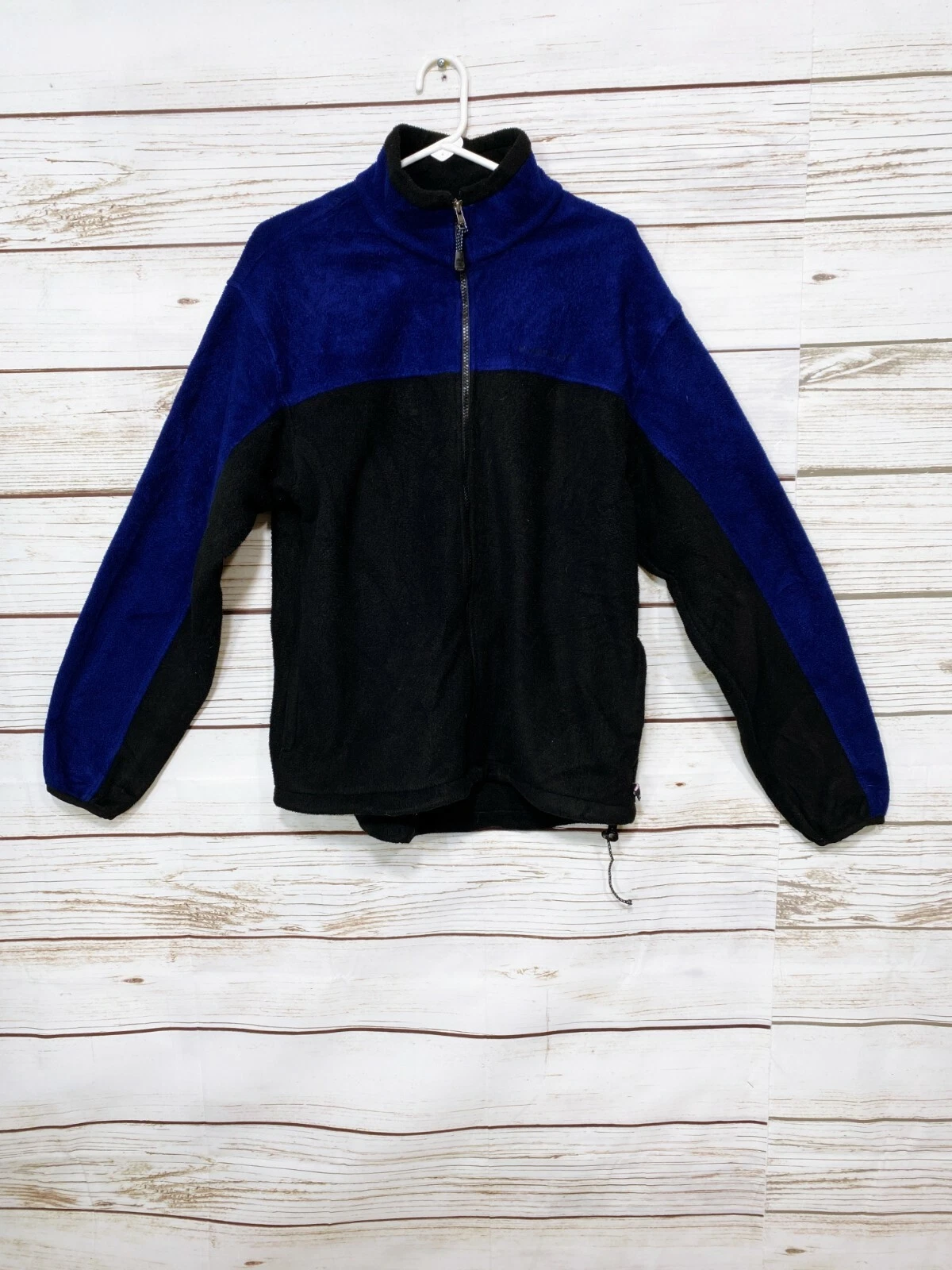 Timberland Weathergear Mens Fleece Jacket Size M Black & Blue Full Zip Pockets