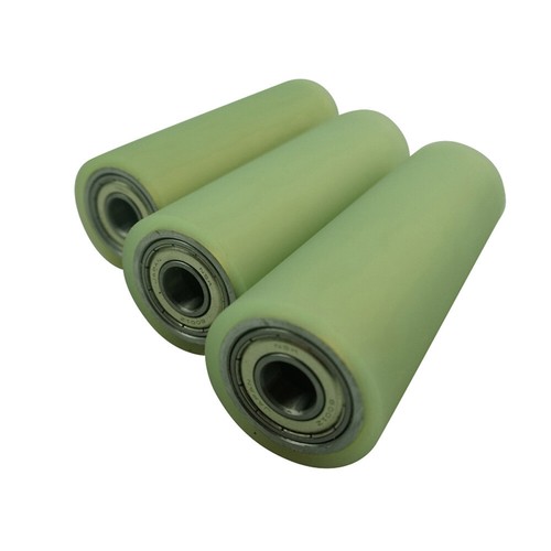 PU Polyurethane Steel Core Roller With Two Bearing Guiding Wheel Flat Belt Idler - Picture 4 of 7