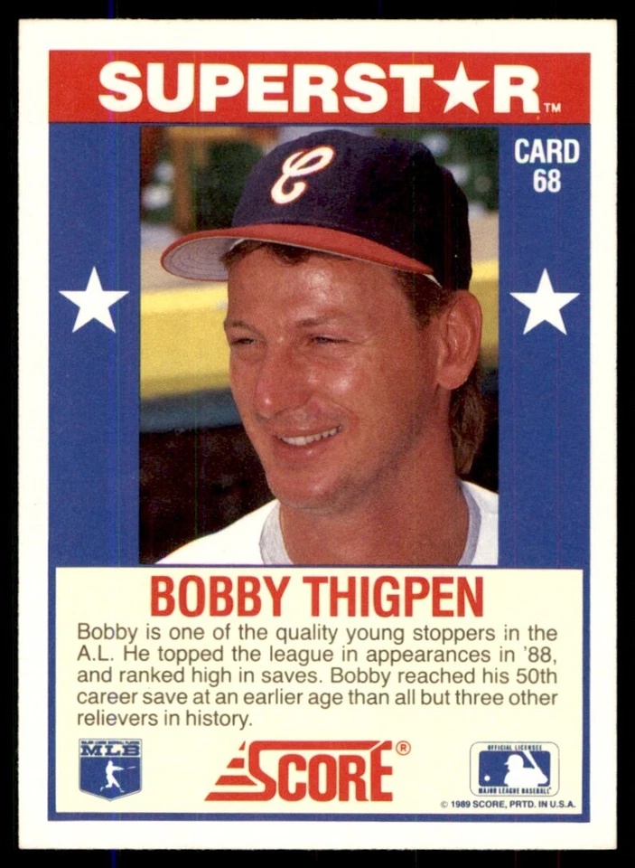 1989 Score Baseball's 100 Hottest Players Bobby Thigpen Chicago White Sox #68 - Image 2 of 2