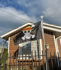 3x5 Ft One Piece Luffy's Straw Hat Pirate Flag High Quality Polyester Banner