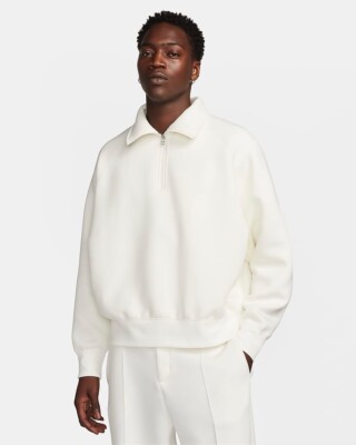 Nike Tech Fleece Reimagined Men s 1/2-Zip Top Size Large White