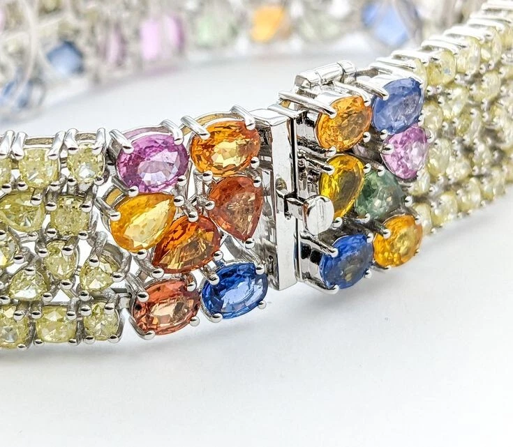 Pretty Art Deco 53.79 TCW Multi-Color Gemstone Luxurious Engagement Bracelet - Image 3 of 4