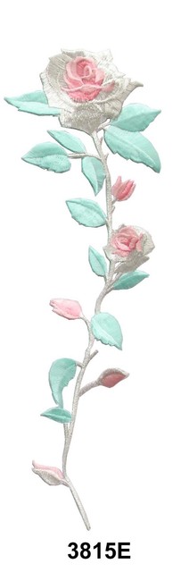 #3817 6-3//4/" Pink,Blue,Red,Yellow Rose Flower Embroidery Iron On Applique Patch