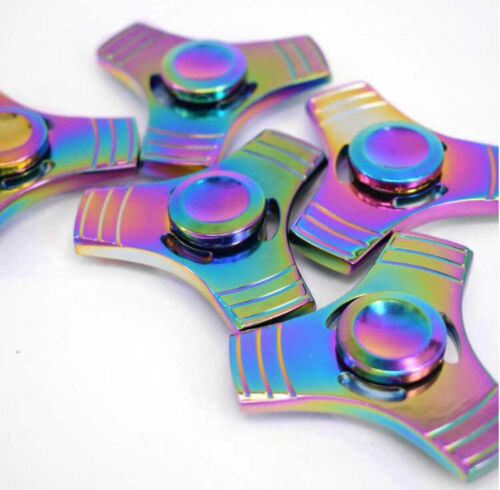 Hand 3 SIDE FIDGET Spinner Ball Desk Toy EDC ADHD Stuffer Stocking Focus RAINBOW - Picture 2 of 24