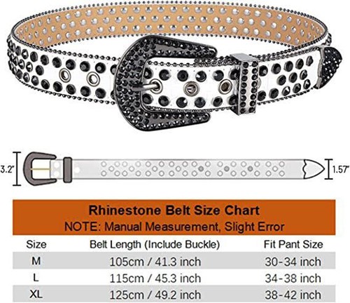 Cinturón de tachuelas premium de cuero sintético brillantes cristales para motocicleta occidental NUEVO - Imagen 40 de 159