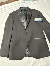 Kenneth Cole Reaction Suit Jacket Men Size 38S Black Slim Fit Ready Flex NWT