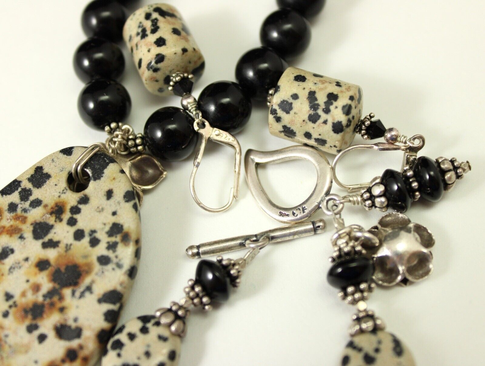 Dalmatian Jasper & Black Stone Necklace Bracelet … - image 11
