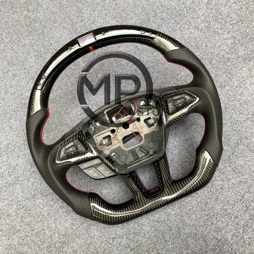 LED Carbon fiber Steering Wheel Red stitching Fit For Ford Focus Escape 2015+