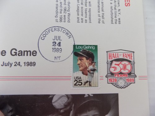 1989 Baseball Hall of Fame Game Official Scorecard HOF 50th Gehrig Stamp NOS HTF - Picture 2 of 3