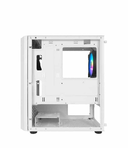 CASE MICRO-ATX GAMING NUWO BLITZ R25 3 VENTOLE LED ARCOBALENO PANNELLO VETRO WHI - Foto 4 di 9