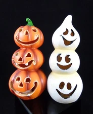 Halloween Light Up Pumpkins and Ghosts Tabletop Decor - Cool Lights - see photos
