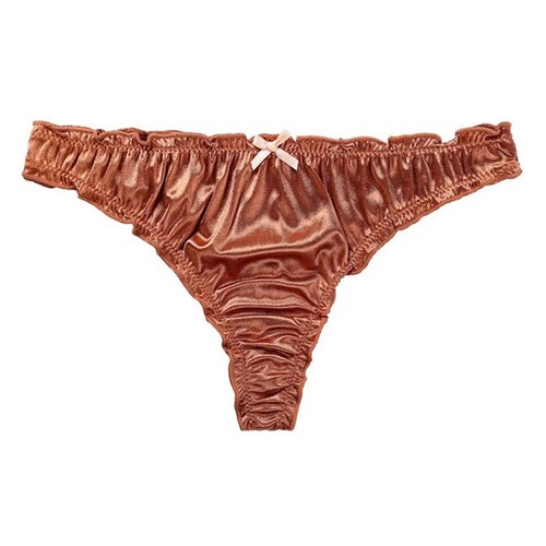 Lotto 4 pz mutandine donna sexy raso arricciate corde a G biancheria intima, S M L XL - Foto 4 di 9