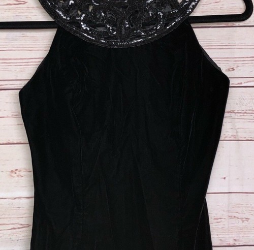 Jessica McClintock Black Velvet Cocktail Dress Size 2 - Picture 3 of 8