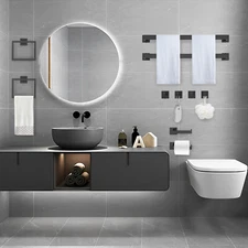 Wall Mounted Bathroom Towel Bars Matte Black Bathroom Accessories Set 10-piece