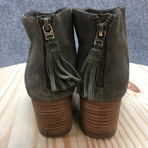 TOMS Boots Womens 8 Leila Ankle Booties Gray Suede Tasseled Back Zip Low Heels - Picture 11 of 18