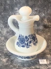 VINTAGE Avon Skin So Soft Bath Oil Milk Glass Pitcher, Stopper and Washbowl 70's