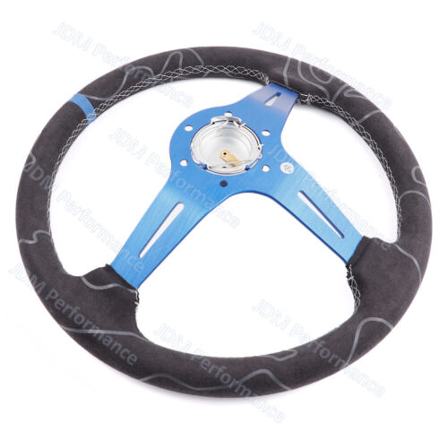 Blue ND 350mm/14'' Nardi Ultra Deep Dish Suede Racing Car Sport Steering Wheel - Bild 4 von 8