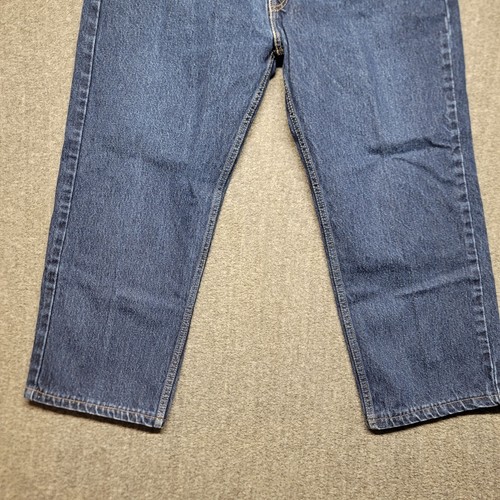 Levis Jeans Mens 36x25 Blue 505 Dark Regular Fit Straight Denim Altered Hem - Picture 2 of 20