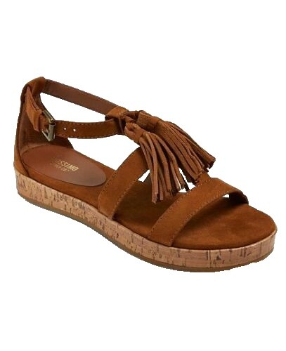 Mossimo Matteo Brown Black Crisscross Leather Sliders  display picture 1