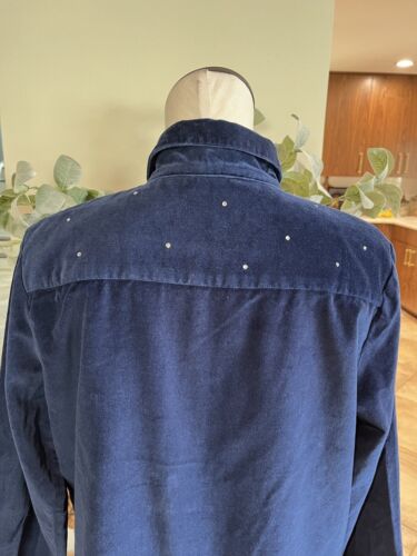 the quacker factory Women Medium navy velvet Zip Up jewel embellished jacket TT - Picture 6 of 7