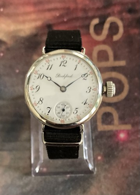 #ad Rockford 1914 Rare WWI Era Nickel Wire Lug Cased 15J 3 0s Vintage Wrist Watch $369.00