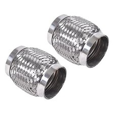 2PCS Exhaust Flex Pipe Stainless Steel Double Braid Long Heavy Duty 2.5"x4"x4"