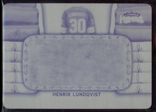 2016-17 Leaf Lumber Kings Hockey Black Printing Plate 1/1 Henrik Lundqvist