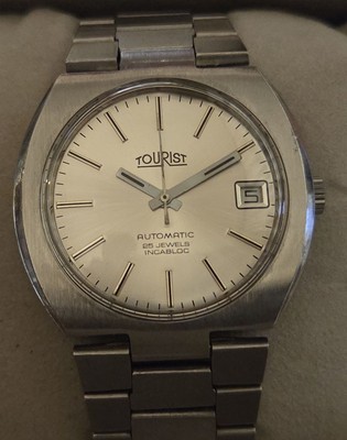 Vintage Automatic Armbanduhr Tourist in Edelstahl   Cal. PUW 1565 - mit Datum