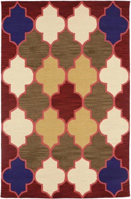 Rare Hand-Tufted Multicolored Trellis Rug Modern Kids Bedroom Carpet
