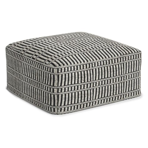 Safford 20" WD Outdoor/Indoor Pouf in Black/White Recycled Polyester & Assembled - Picture 3 of 7