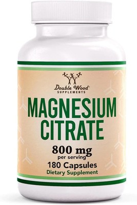 Magnesium Citrate Capsules 180 Capsules (Citrato De Magnesio) 800Mg Servings, Ve