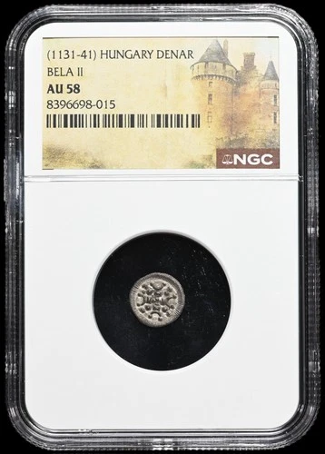 MEDIEVAL HUNGARY. Bela II, 1131-1141. Silver Denar, Cross type, NGC AU58
