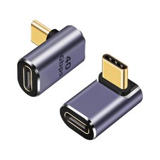 GHQXZT 90 Right Angle USB-C Male to Female Adapter 2 Pack, 40Gbps USB Gold