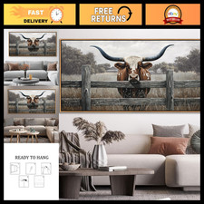 Rustic Highland Cow Wall Art - Vintage Farmhouse Canvas Decor for Living Room, 2