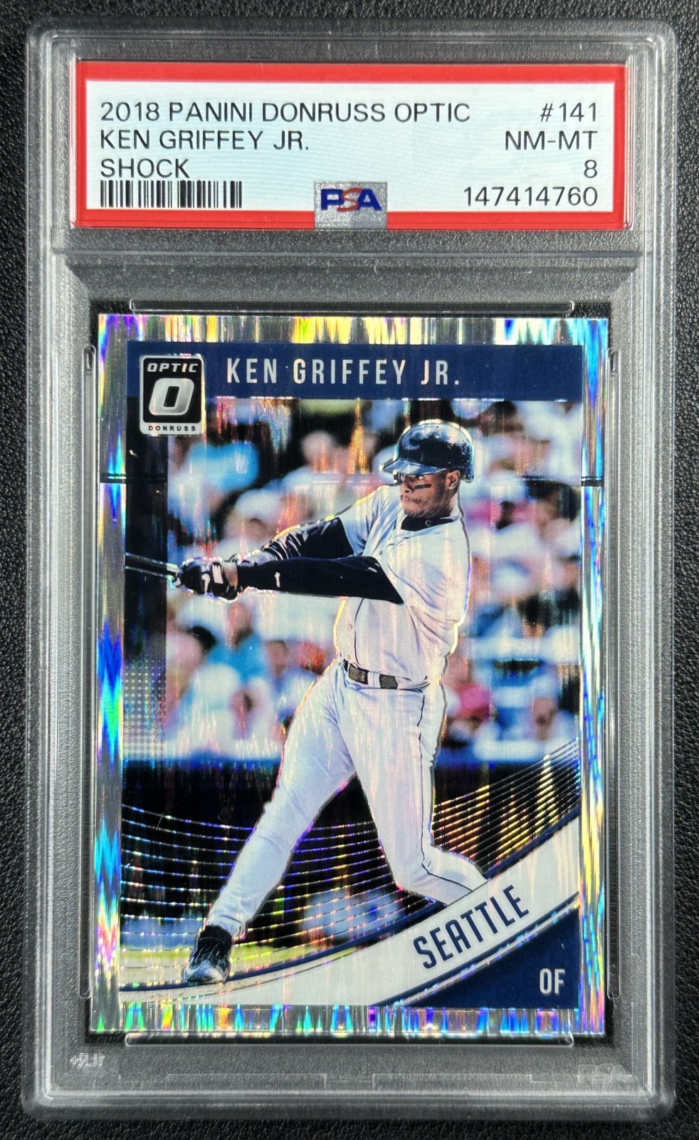 KEN GRIFFEY JR. PSA 8 2018 PANINI DONRUSS OPTIC #141 SHOCK PRIZM MARINERS 4760