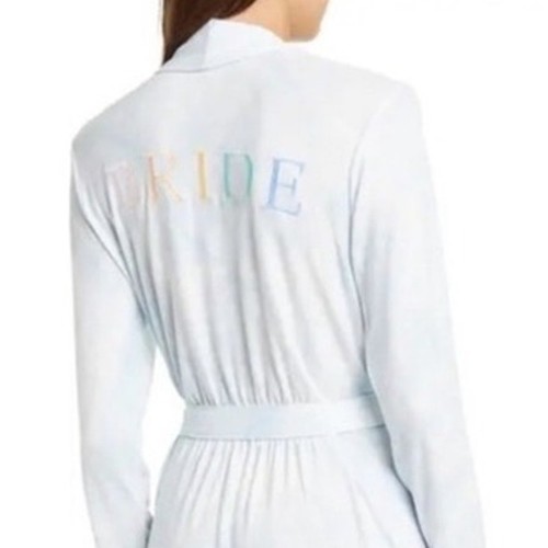 PJ SALVAGE Wifey Bridal Embroidered Robe In Blue Size S NWOT - Picture 3 of 12