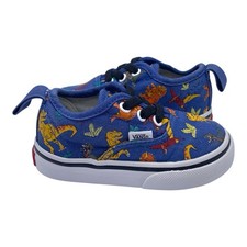 Vans Lace Up Shoes Size Toddler 4 Blue w/ Dinosaurs. w/ Excellent