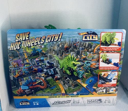 Hot Wheels City Triceratops-Angriff Spielset 2023 NEW - Picture 2 of 4