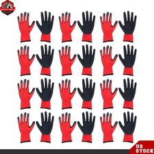 12 Pairs Crinkle Latex Rubber Hand Coated Safety Work Gloves M-Size