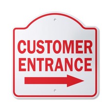 Customer Entrance Right Arrow Plastic Novelty Sign