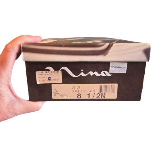Vintage Nina Black Satin Womens Slingback Heels Size 8.5M - Picture 9 of 9